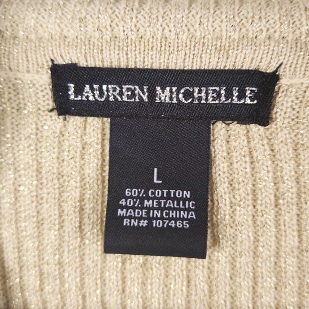 Lauren Michelle, Gold scooped beaded and pearls neckline. Size M - Picture 7 of 11